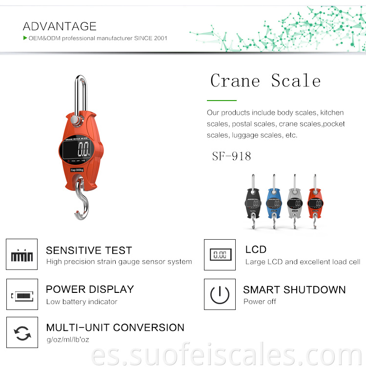 SF918 Mini escala de grúa digital de alta calidad ESCALA ESCAPACIÓN Balance de pesca Crane Eletcronic Escalas